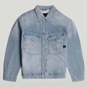 Veste de couleurs contrastées pour hommes veste en jean boutonnée streetwear décontracté personnalisé coupe ajustée à manches longues camionneur lavé vintage - Product Image 1