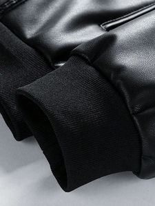 Giacca in Pelle di Alta Qualità OEM per Uomo, Foderata in Cotone, Logo Frontale Personalizzabile, Ecologica, Antivento e Antibatterica - Product Image 6