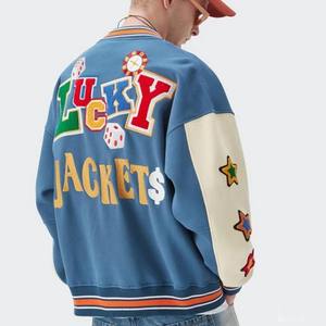 Blousons universitaires pour hommes en laine personnalisée avec manches en polyester, col montant, design mode extérieur, style hip-hop, blousons Letterman - Product Image 2