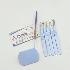 Pinzas para pestañas Dumont de acero inoxidable sostenibles al por mayor, multipunta recubierta de color azul bebé con logotipo personalizado - Product Image 1
