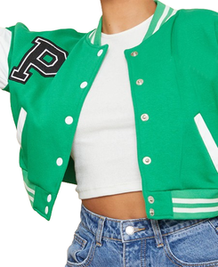 Chaqueta de Lana de Alta Calidad para Mujer, Diseño Profesional Estilo Universitario, Chaqueta Corta Informal de Lana y Cuero con Bordado Personalizado - Product Image 6