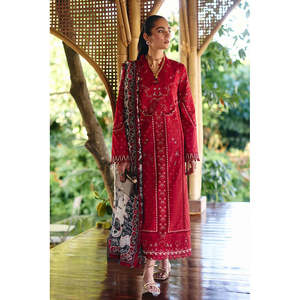 SUFFUSE Women's <b>3</b>-PC Embroidered Lawn Shirt <b>Set</b> with Chiffon <b>Printed</b> Dupatta and Trousers-BIC-4810 - Product Image 1