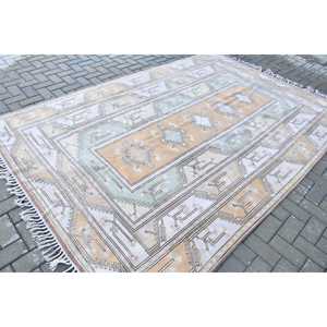 Tapis vintage 6,5x9,6 pieds, grand tapis turc, tapis en laine beige à pois - Product Image 2