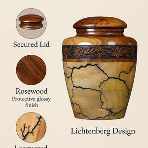 Hand Carved Rosewood Cremation Urn Wooden <b>Memorial</b> <b>Keepsake</b> <b>Box</b> Dimensions & Capacity - Product Image 2