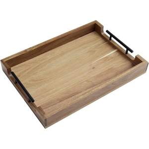 Nouveau plateau en bois émaillé blanc avec poignée en métal noir idéal pour la décoration de table à la maison ou au bureau - Product Image 6