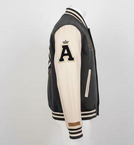 Veste universitaire en toile classique avec col montant en laine garnitures rayées Logo avant Aroma Soul International Brand - Product Image 4