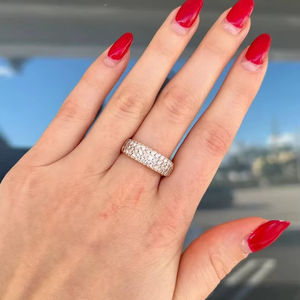 Anillo de banda de oro rosa de oro macizo de 14 quilates para mujer, 50 diamantes, moissanita, joyería de moda Hip Hop para compromiso, aniversario, aleación principal - Product Image 1