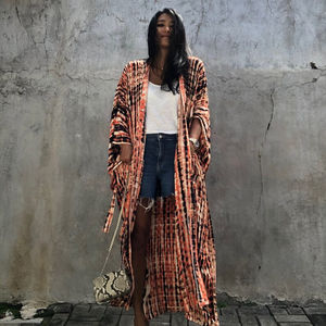 Tie Dye <b>Kimono</b> With Belt One Size Casual Boho Styles Holidays Ankle Length <b>Kimono</b> for <b>Beach</b> <b>Cover</b> <b>up</b> - Product Image 1