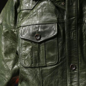 Personnaliser charbon de moutarde véritable peau de mouton col de chemise classique tenue de camionneur décontracté lisse léger robuste rebelle vintage - Product Image 3