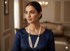 Beautiful High Gold Polish Long Ethnic <b>Beaded</b> Mala <b>Set</b> Antique Style Jewellery Ideal for Weddings Festivals and Party Wear - Product Image 3