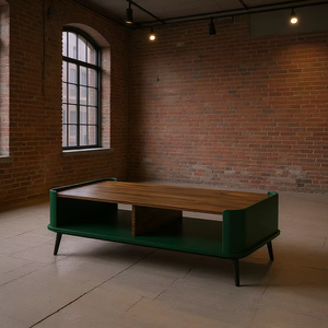 โต๊ะไม้สักสีเขียวมะกอกไม้ออกแบบเรียบง่ายเป็นครั้งคราวสำหรับอพาร์ทเมนต์และเฟอร์นิเจอร์ในร่ม - Product Image 1