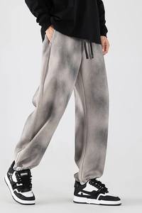 Haute qualité hommes Vintage pierre lavage à l'acide français éponge poids lourd pantalon de survêtement personnalisé pantalon de survêtement évasé broderie en détresse - Product Image 4