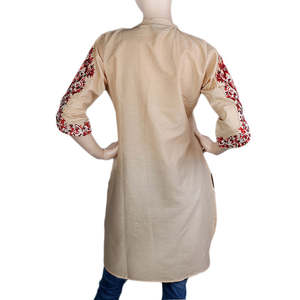 เสื้อคุर्ติผ้าฝ้ายปักลายสำหรับผู้หญิง ยี่ห้อ Chase Value สีเบจ ไซส์ M - Product Image 2