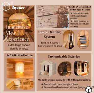 موقد حديث 4-8 أشخاص خارجي كندي من خشب الأرز الأحمر برميل غرفة ساونا من الخشب الصلب موقد يعمل بالحرق بإطلالة بانورامية للاستخدام المنزلي فيلا - Product Image 2