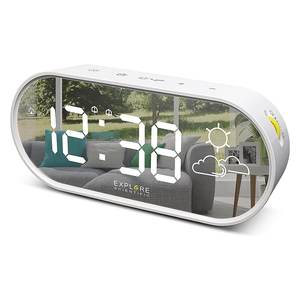 Reloj Despertador Multifunción con Pronóstico del Tiempo - Blanco - Explore Scientific RDC2002WWHT - Product Image 1