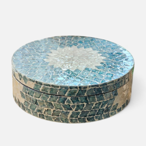 OEM Vente en gros Boîte ronde moderne de luxe flexible en nacre, incrustation de coquillages faite à la main, exportation directe d'usine du Vietnam - Product Image 1