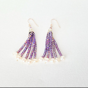 Boucles d'oreilles perlées bleues Boucles d'oreilles en perles de rocaille d'aigue-marine Boucles d'oreilles perle frange Boucles d'oreilles gland Boucles d'oreilles perlées Triangle Argent brillant - Product Image 3
