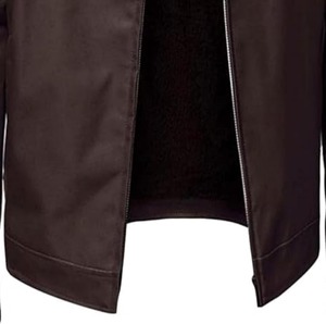 Veste de moto en cuir coupe ajustée pour homme Coupe-vent unique à fermeture éclair avec col montant Manteau de motard léger - Product Image 4