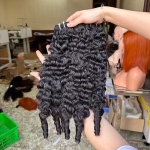 Productos de cabello humano rizado birmano de Venta caliente cabello crudo vietnamita paquetes de trama de doble dibujado proveedor de cabello rizado suave y sedoso - Product Image 3
