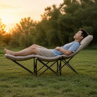 Fauteuil inclinable 4 vitesses avec repose-jambes rembourré en acier inoxydable, tissu Oxford, réglable, léger et portable