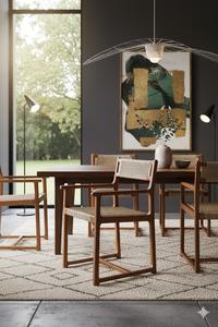 SOLOBEAT Modern Teak Wood Arm <b>Chair</b> Handwoven <b>Rattan</b> Seat Eco-Friendly Restaurants Villas Farmhouses Dining Outdoor Hotel - Product Image 5