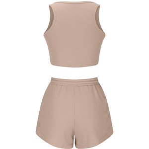 Nuevo Conjunto de camiseta sin mangas y pantalones cortos para mujer, talla XL, alta calidad, algodón Premium, poliéster, patrón sólido, superventas - Product Image 5