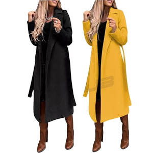 Manteau trench à capuche pour femme, automne-hiver 2025, de haute qualité, élégant, chaud, décontracté, respirant, en cachemire et en peau de mouton, avec ceinture et boutons, en coton - Product Image 1