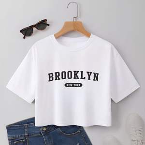 Top corto de punto de algodón ajustado con cuello Sexy para mujer, camiseta para mujer, camisetas sin mangas personalizadas - Product Image 5