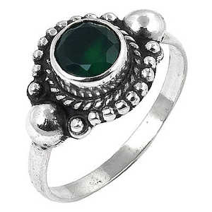 Anillo de Plata de Ley 925 con Ónice Verde para Mujer, Piedra Natural Turquesa, Chapado en Rodio, Talla 10 mm, Joyería Fina y Moderna, Regalo, IGI - Product Image 1