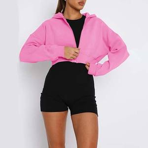 Top Corto con Capucha y Cierre Frontal de Forro Polar Ecológico, Ligero y Transpirable para Mujer, Ropa Casual Personalizable al por Mayor - Product Image 2