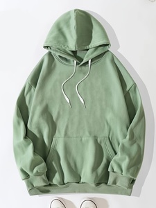 Sudadera con Capucha Personalizada para Hombre, 100% Algodón, Gruesa, de Lujo, Color Verde Sólido, Sudadera Informal Extra Grande de Felpa 100% Algodón - Product Image 1