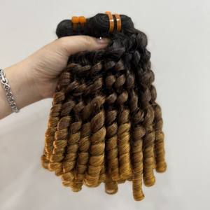 ผมต่อบริสุทธิ์เวียดนามสั้น3โทนลึกหยิกเป็นลอนเรียงตามแนวเดียวกัน - Product Image 2