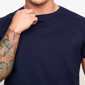 High Street Style Hombres Casual Algodón Poliéster Punto Cuello redondo Camisetas Manga corta Color sólido Liso en blanco Venta al por mayor - Product Image 4
