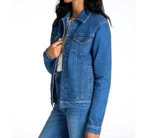 Chaqueta vaquera OEM para mujer Otoño/Invierno Casual 100% algodón de secado rápido transpirable abrigo abotonado de gran tamaño - Product Image 3