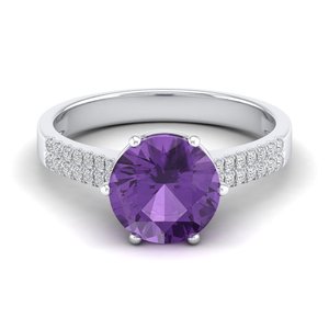 Nouveauté REYES, bague en argent sterling 925, moissanite certifiée GRA, bijoux fins, coupe ronde brillante, 2,75 ct, pierre précieuse améthyste - Product Image 1