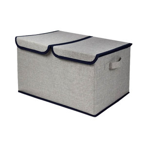 Boîtes de rangement en tissu épais respirant sacs en tissu pliable Cube de rangement panier organisateur avec couvercle et poignées rabattables - Product Image 4