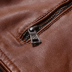 Logo personnalisé de haute qualité col montant veste en cuir pour hommes vêtements de mode d'hiver - Product Image 5