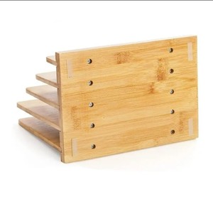 Organisateur de bureau et de courrier vertical à 4 fentes en bambou Serenity Organisateur de bureau pour le bureau, l'école et la décoration intérieure - Product Image 3