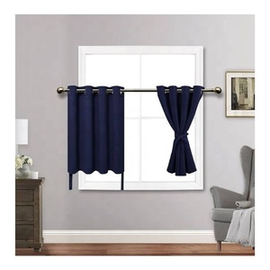 Hot Sale Grey 100% Cotton Thermal Insulated Ready Made Grommet Blackout Left And Right Biparting Open Curtains For Home Bedroom - Product Image 1