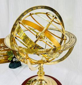 Globo de esfera de latón armillary Vintage antiguo para decoración de graduación, exhibición de madera para barco antiguo de pirata - Product Image 4