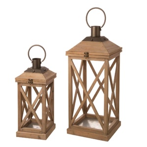 Farol de Madera Rústico Estilo Granja, Portavelas con Parte Superior de Metal y Paneles de Vidrio, Lámpara Decorativa Colgante Moderna para Navidad, Bodas y Hogar - Product Image 4