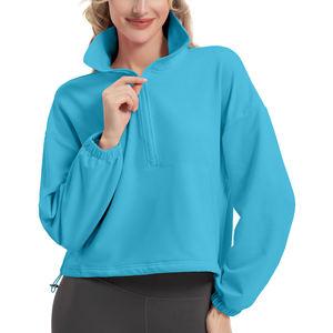Sweat-shirt à demi-zip personnalisé avec logo pour femmes, vêtements de détente confortables, pull à l'aspect professionnel, polaire doux pour un port confortable, décontracté - Product Image 5