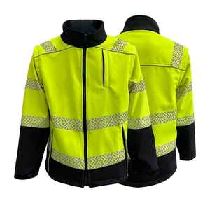 Chubasquero reflectante de alta visibilidad 300D impermeable Oxford amarillo negro ropa de trabajo - Product Image 1