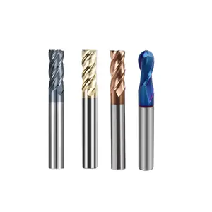 HRC65 tungsten steel blue coated ball end mill carbide straight shank R angle 0.5-10mm end mill CNC tool stainle 4Fss steel