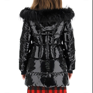 Front <b>Zipper</b> Stylish Modern Design Cropped Puffer Jacket for Women Bright Colour Winter Warm Quilted Finish with Detachable Hood - Product Image 5