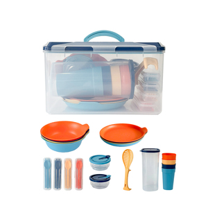 SB Tech Portable High Capacity 2-Compartment <b>Microwavable</b> Picnic Tableware Set with <b>Storage</b> Box Reusable Outdoor Dining Kit - Product Image 1