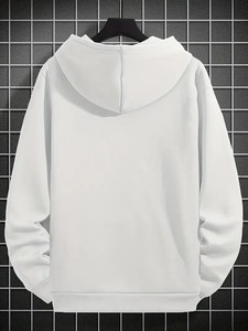 Sudadera con capucha holgada de algodón 100% liso informal para hombre con bolsillos de manga larga con cierre de cremallera para invierno - Product Image 2