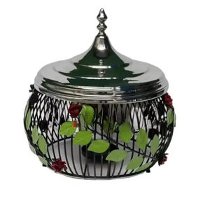 Decorative Black <b>Wire</b> Stand Hot Pot Casserole with Tealight Holder Metal Design Ideal for Keeping Food Warm at Wedding and Hotel - Product Image 1
