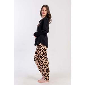 KADIN P.SUPREM BATTAL XXL O YAKA UZUN KOL ETEGI OVAL PIJAMA TAKIM - สีดำ - สีดำ - Product Image 3