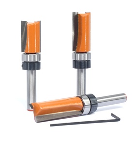 Enrutador de recorte al ras Cortador de patrón de plantilla de <span class=keywords><strong>bits</strong></span>-Vástago de recorte al ras recto Cojinete guiado 2 flauta Punta de carburo-Vástago de 1/4" - Product Image 3